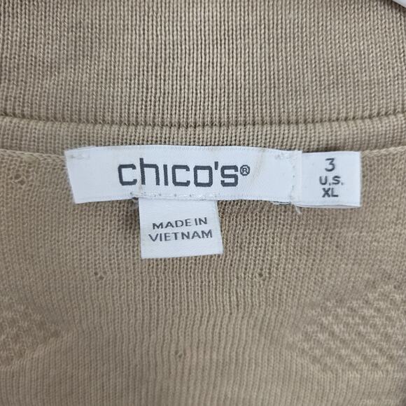 Chico's Cream Pointelle Lace Scallop Soft Mature Quiet Luxury Cardigan Size XL - Picture 4 of 9